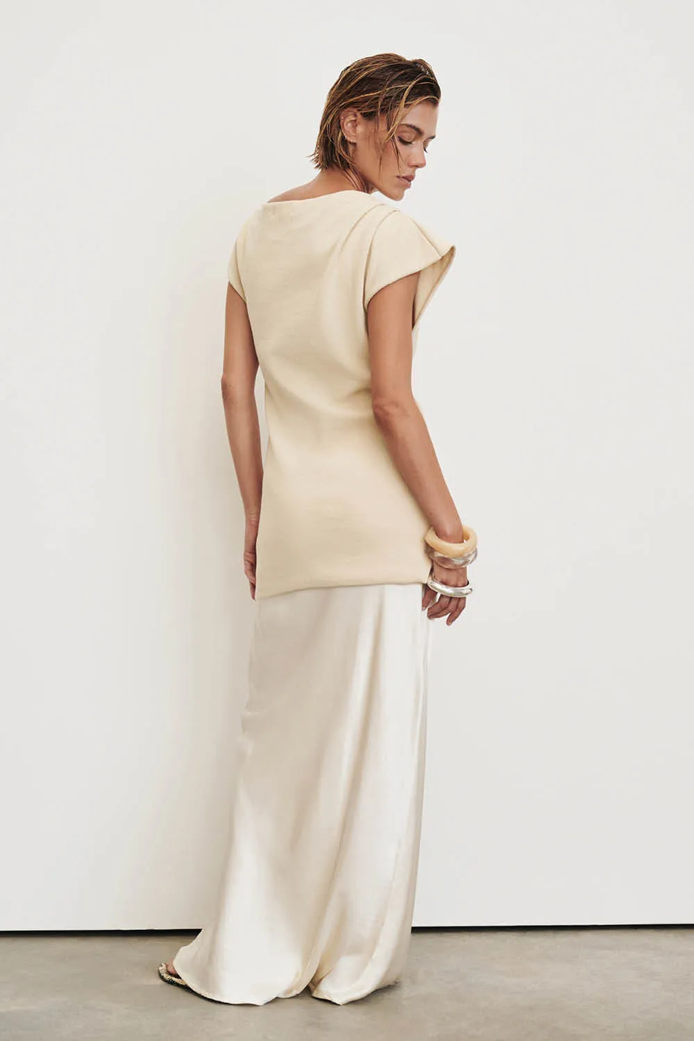 Dissh CHARLI CREAM SATIN MAXI SKIRT
