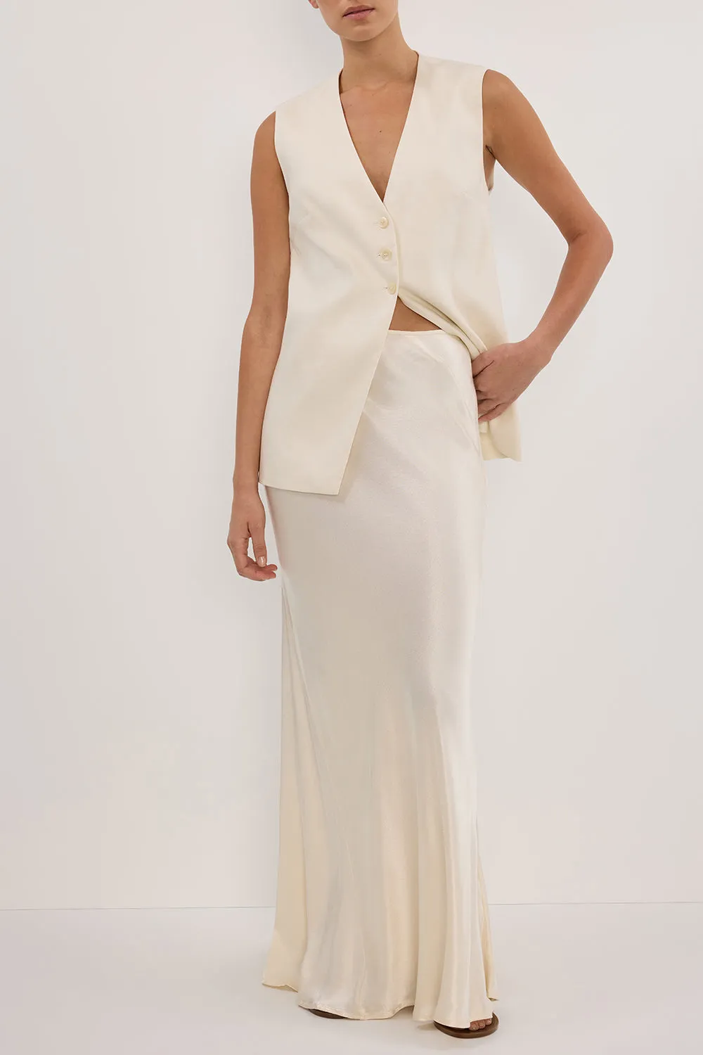 Dissh CHARLI CREAM SATIN MAXI SKIRT