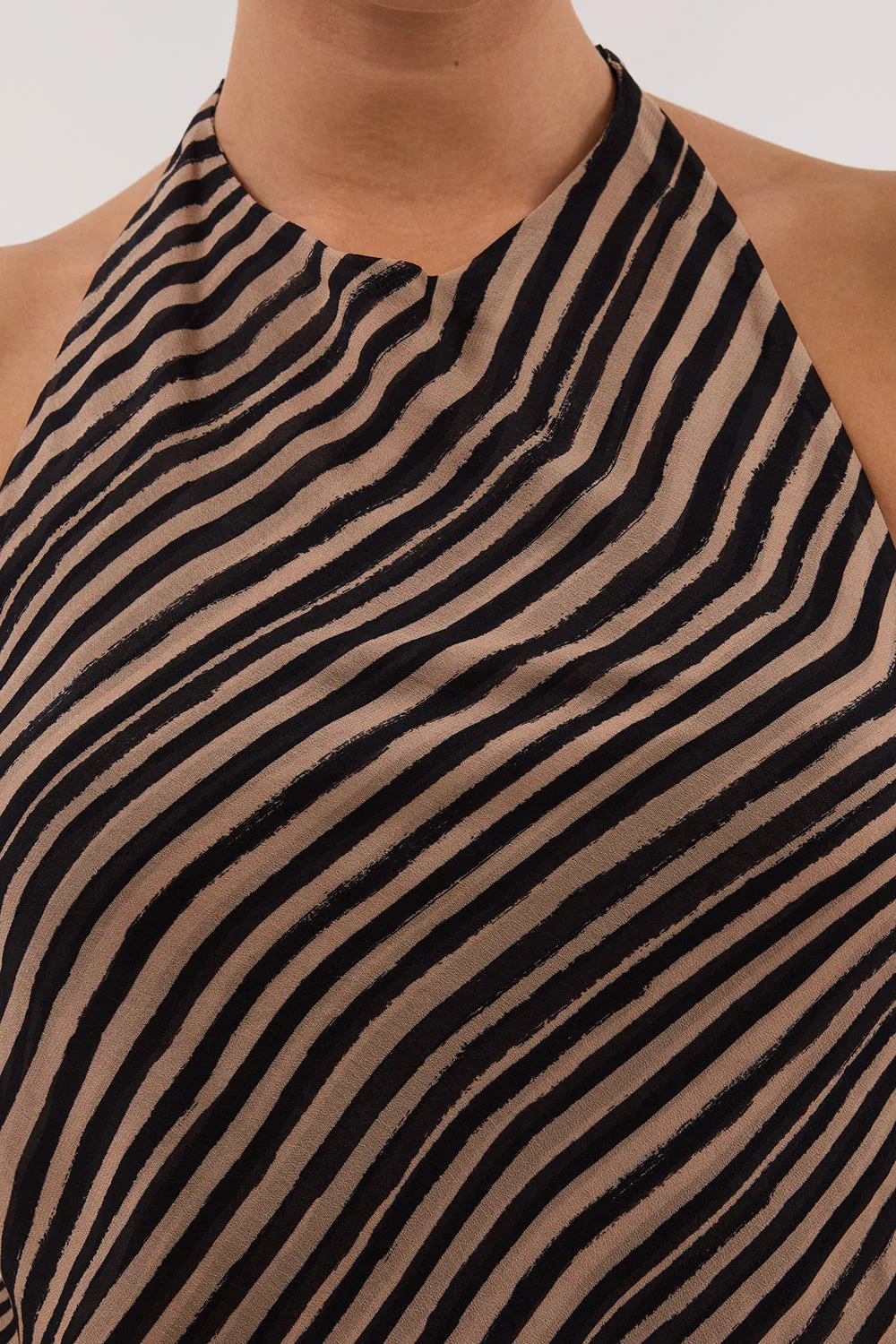 Dissh CHARLI TAN STRIPE HALTER TOP