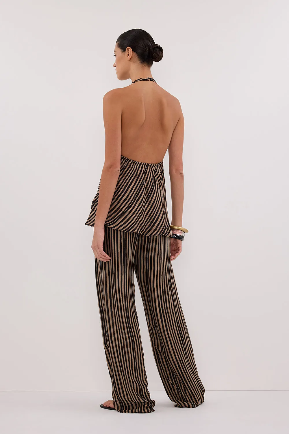 Dissh CHARLI TAN STRIPE HALTER TOP