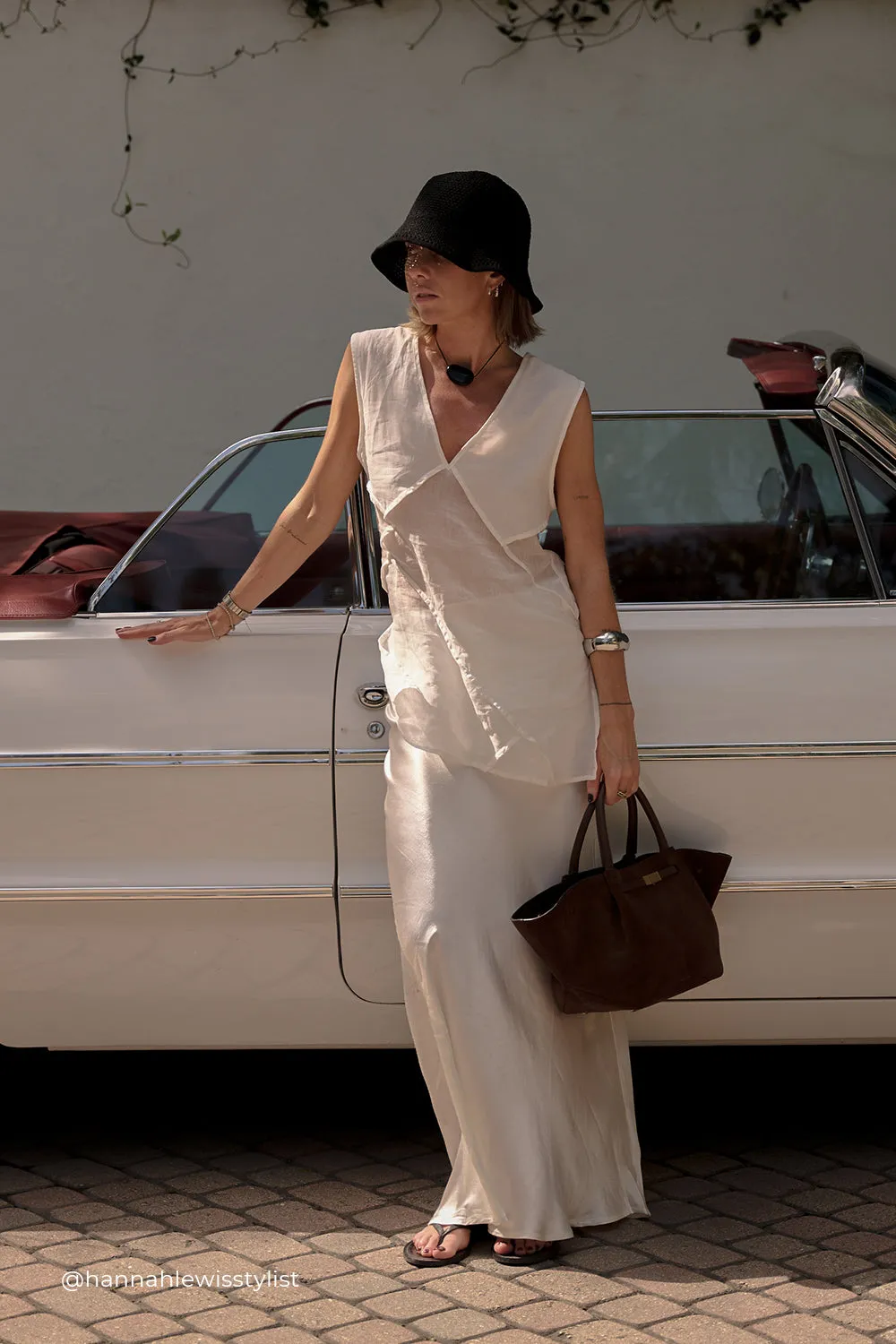 Dissh CHARLI WHITE SATIN MAXI SKIRT