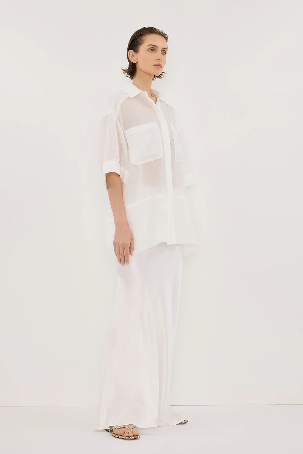 Dissh CHARLI WHITE SATIN MAXI SKIRT