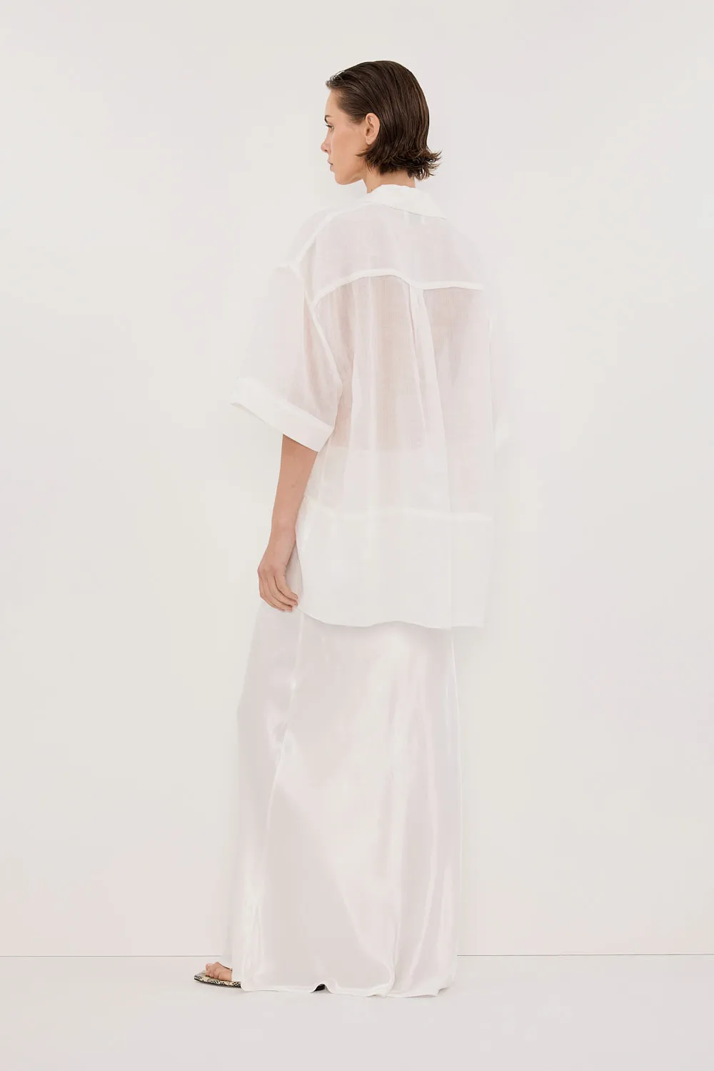 Dissh CHARLI WHITE SATIN MAXI SKIRT