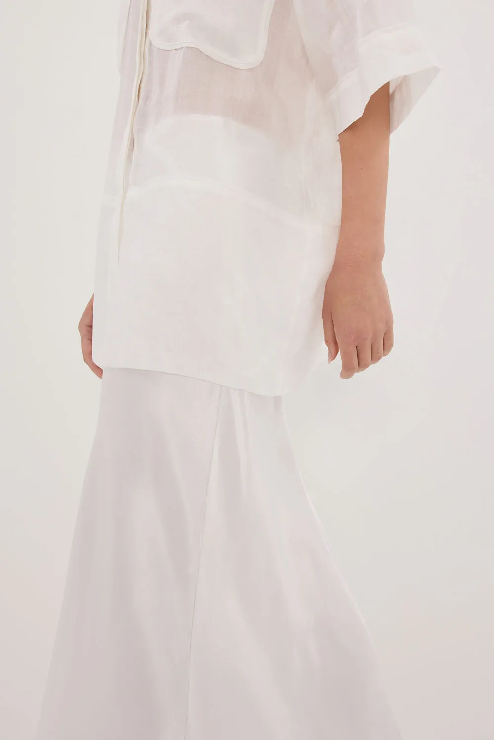 Dissh CHARLI WHITE SATIN MAXI SKIRT