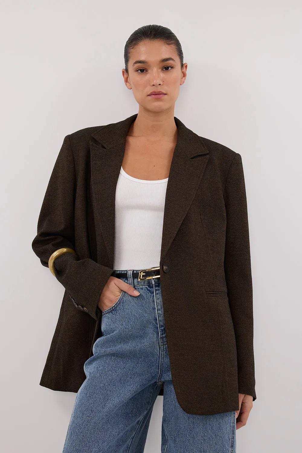 Dissh CHARLIE CHOC OVERSIZED WOOL BLEND BLAZER