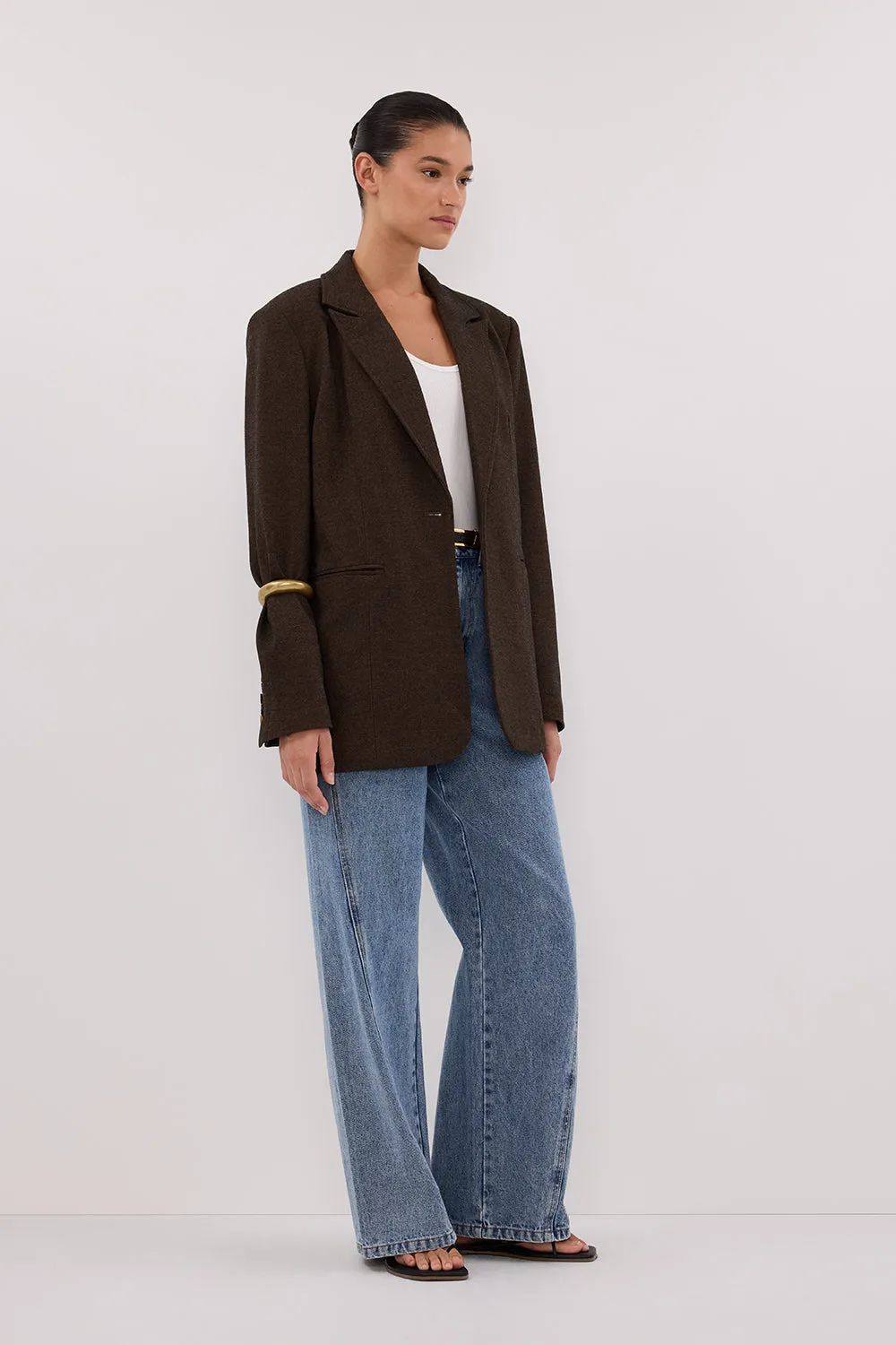 Dissh CHARLIE CHOC OVERSIZED WOOL BLEND BLAZER