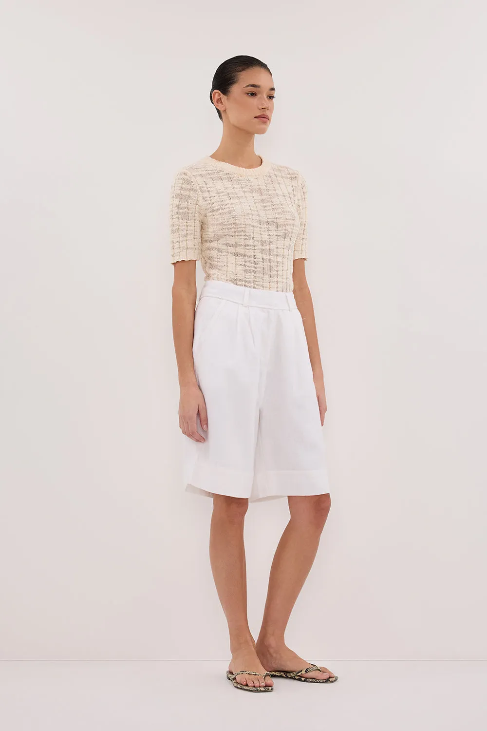 Dissh CIA NATURAL CAP SLEEVE KNIT TEE