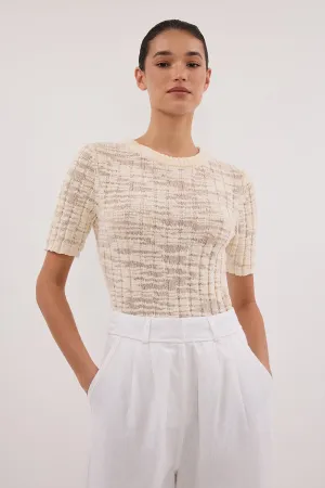 Dissh CIA NATURAL CAP SLEEVE KNIT TEE