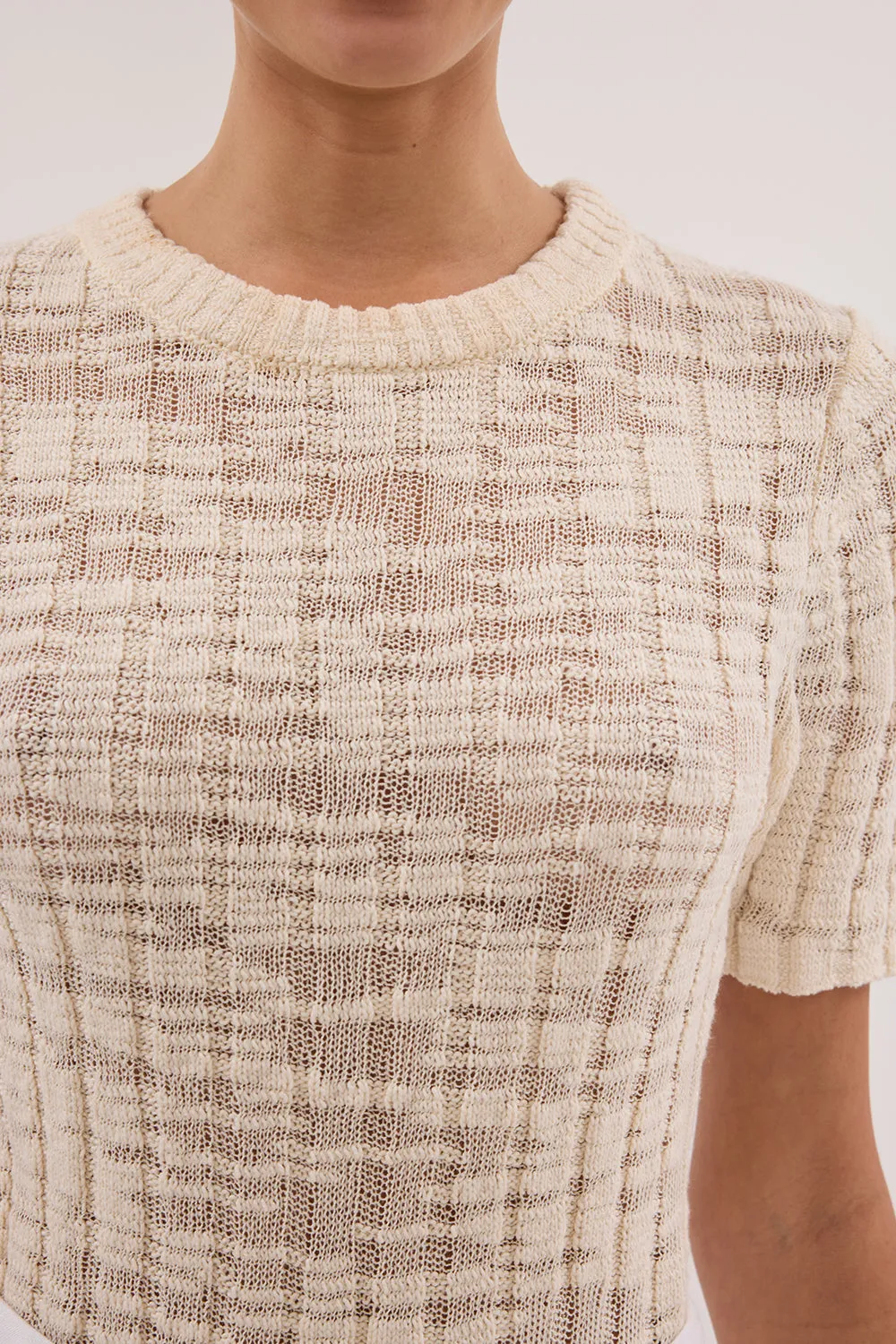 Dissh CIA NATURAL CAP SLEEVE KNIT TEE