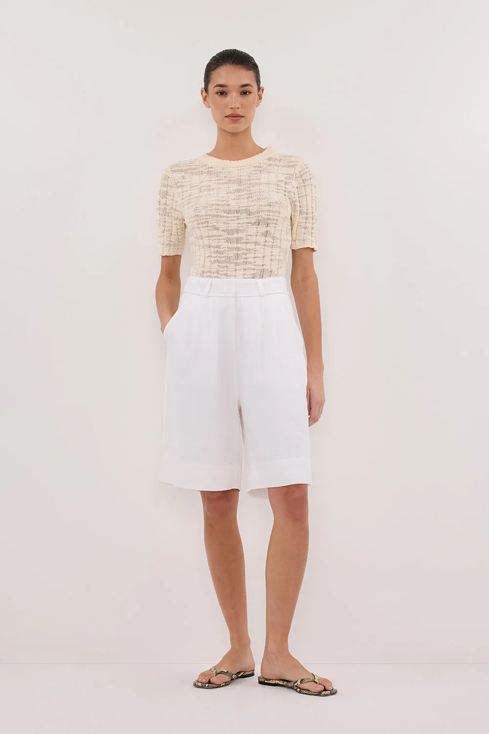 Dissh CIA NATURAL CAP SLEEVE KNIT TEE