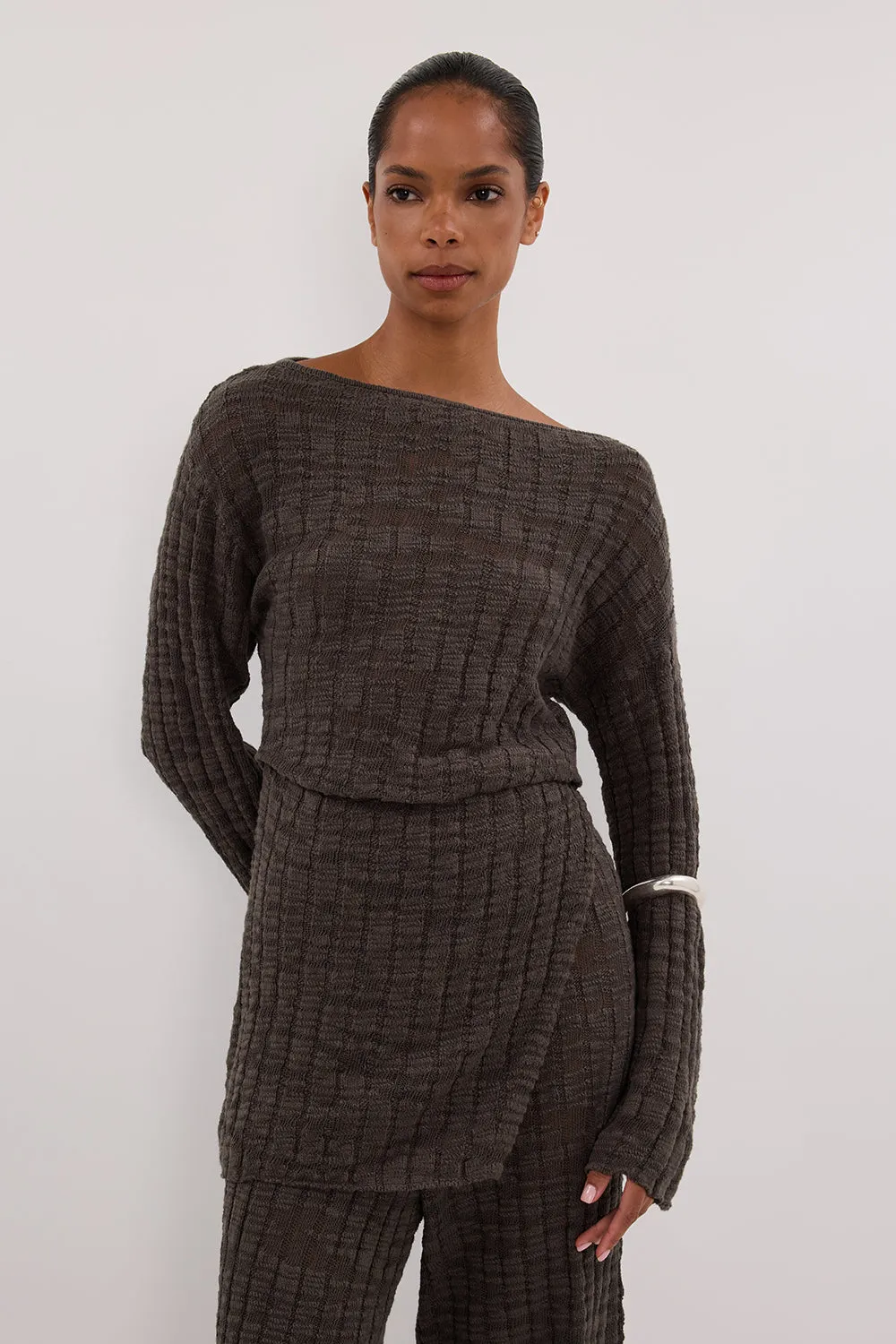 Dissh CIA PETROL LONG SLEEVE KNIT TOP