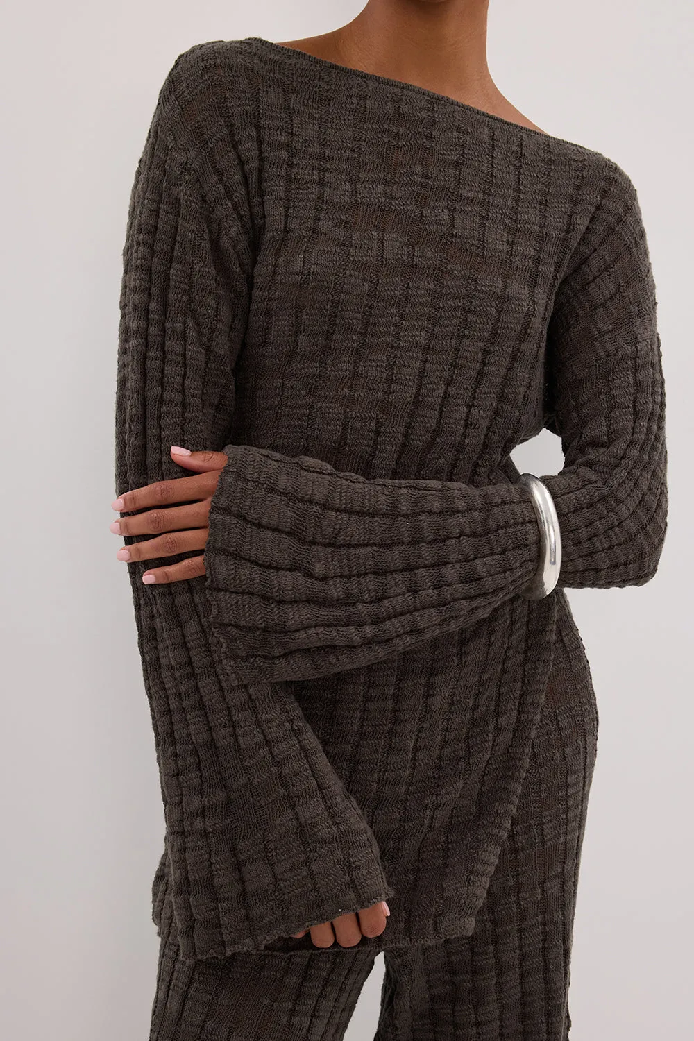 Dissh CIA PETROL LONG SLEEVE KNIT TOP