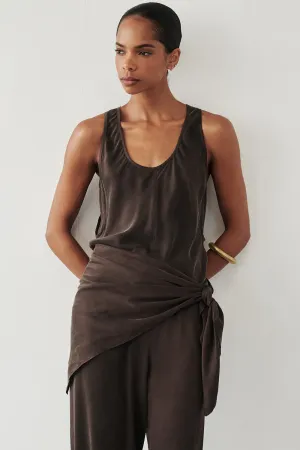 Dissh COLETTE BITTER CHOC SILK CAMI TOP