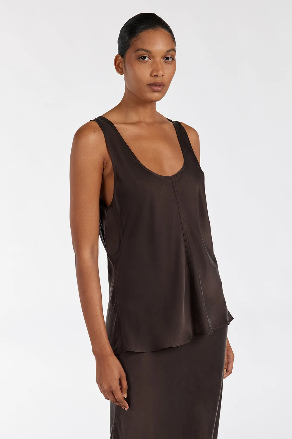 Dissh COLETTE BITTER CHOC SILK CAMI TOP