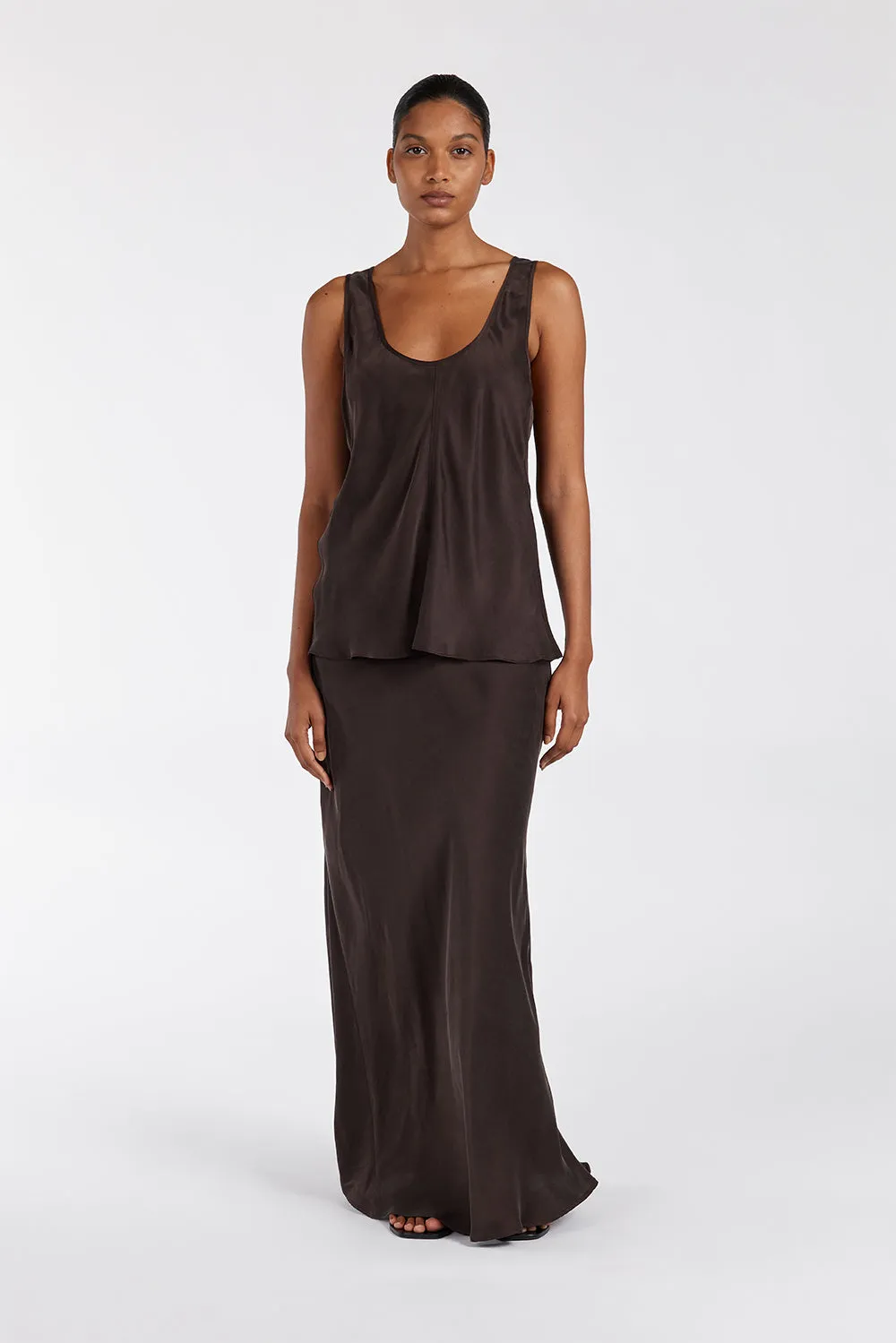 Dissh COLETTE BITTER CHOC SILK CAMI TOP