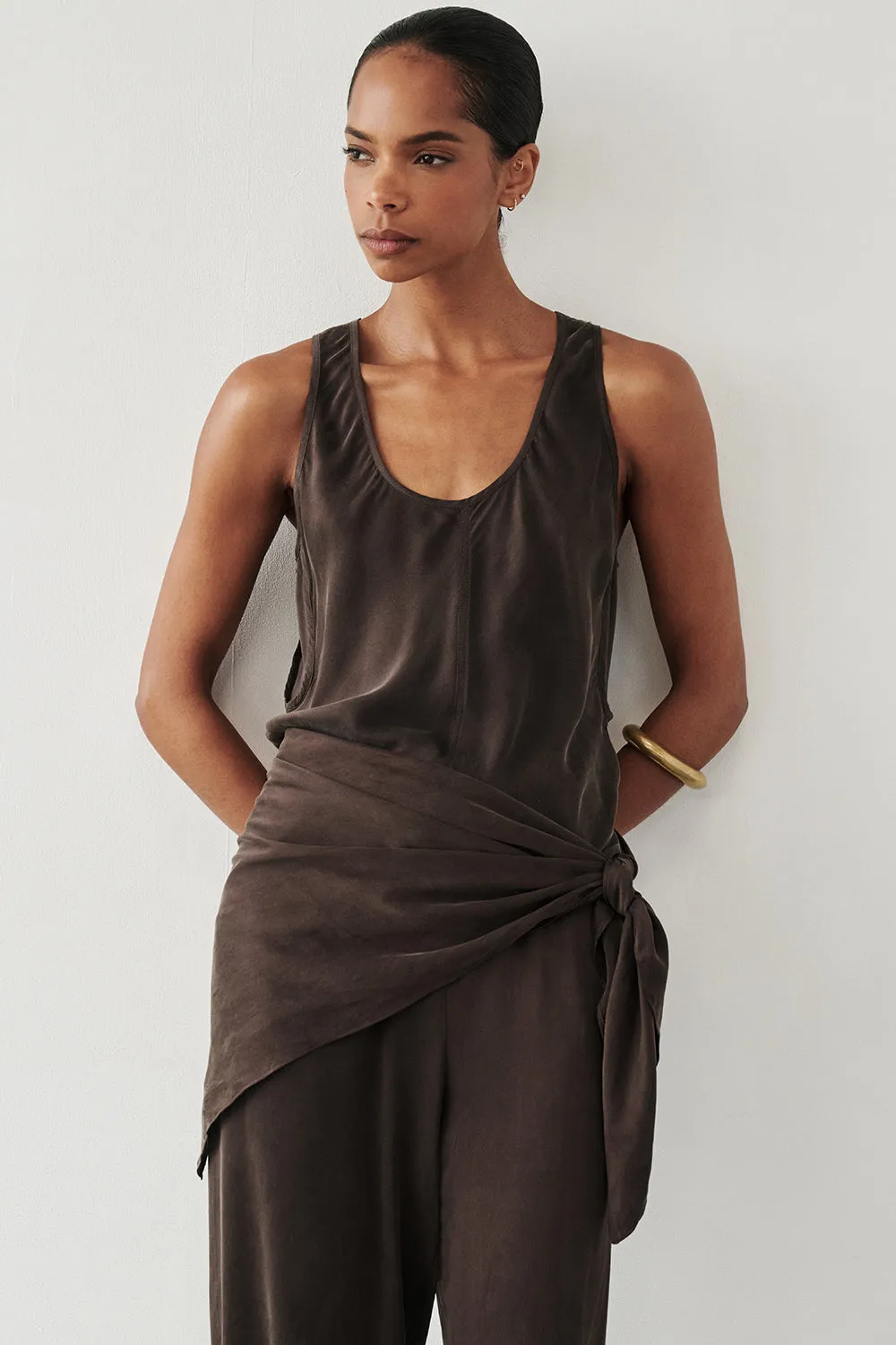Dissh COLETTE BITTER CHOC SILK CAMI TOP