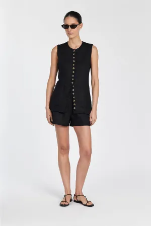Dissh CORY BLACK LINEN SHORT