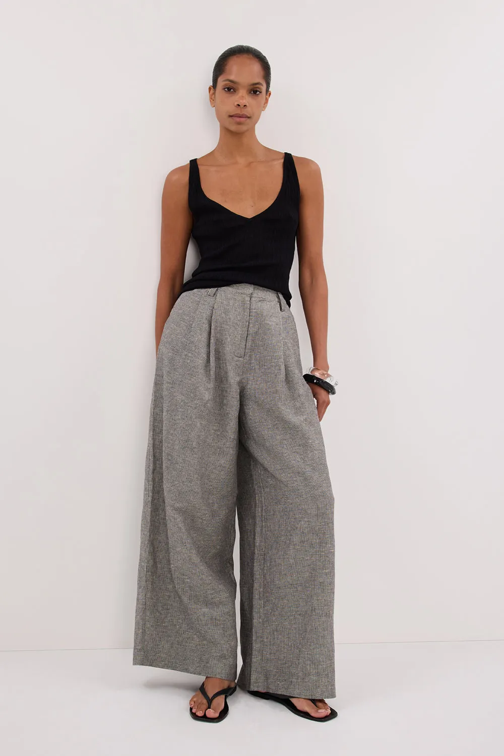 Dissh ELIAS CHARCOAL LINEN BLEND PANT