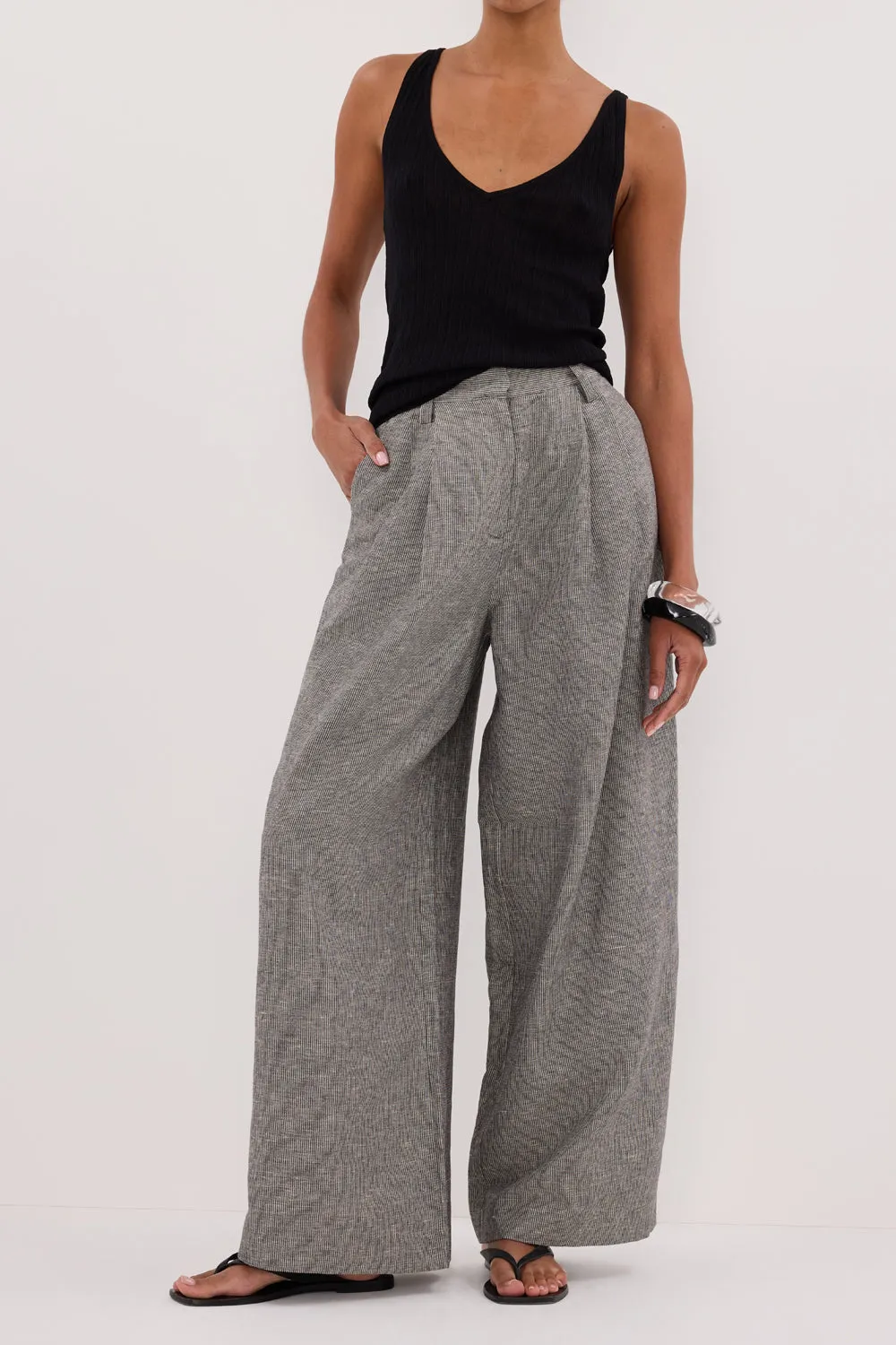 Dissh ELIAS CHARCOAL LINEN BLEND PANT