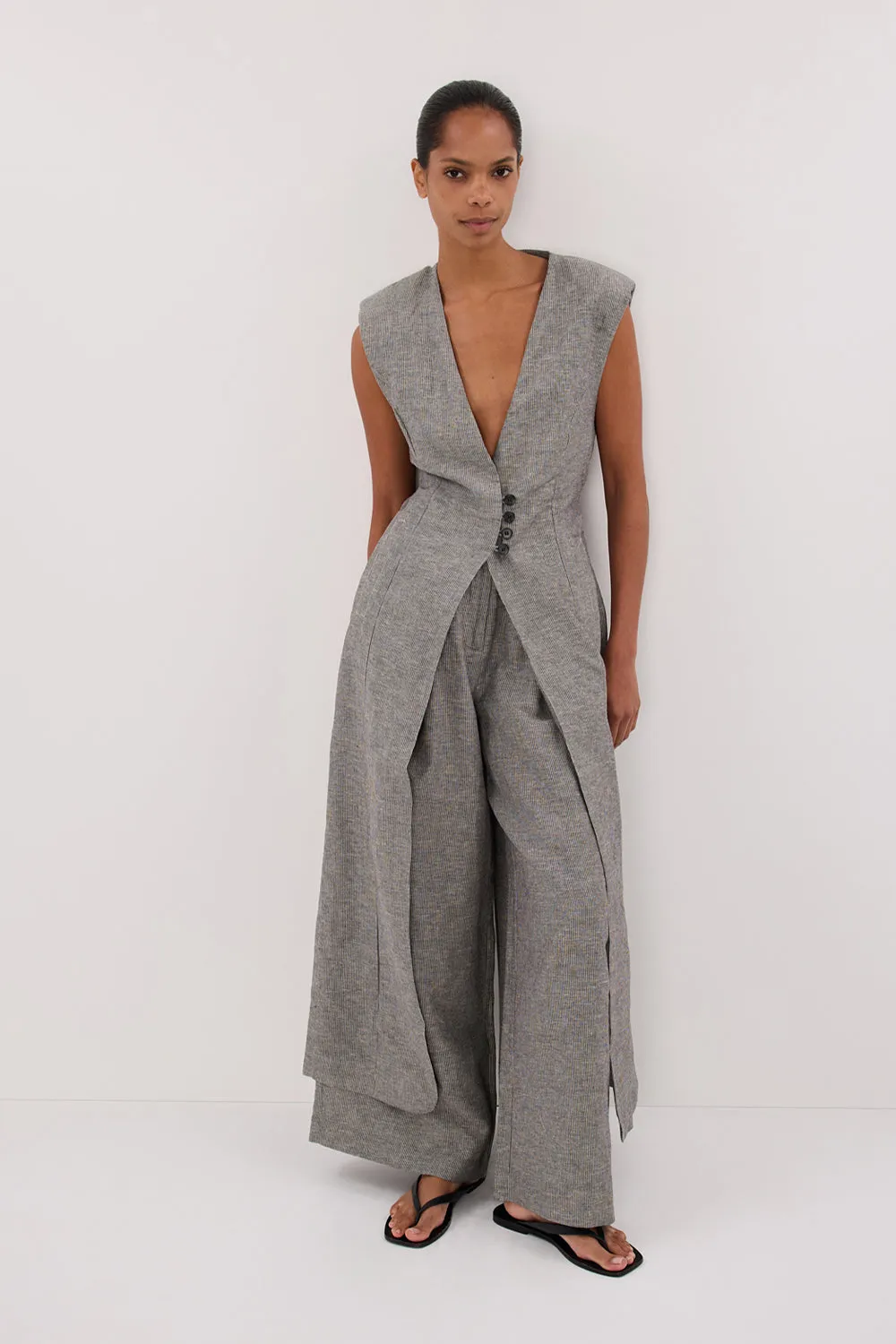 Dissh ELIAS CHARCOAL LINEN BLEND PANT