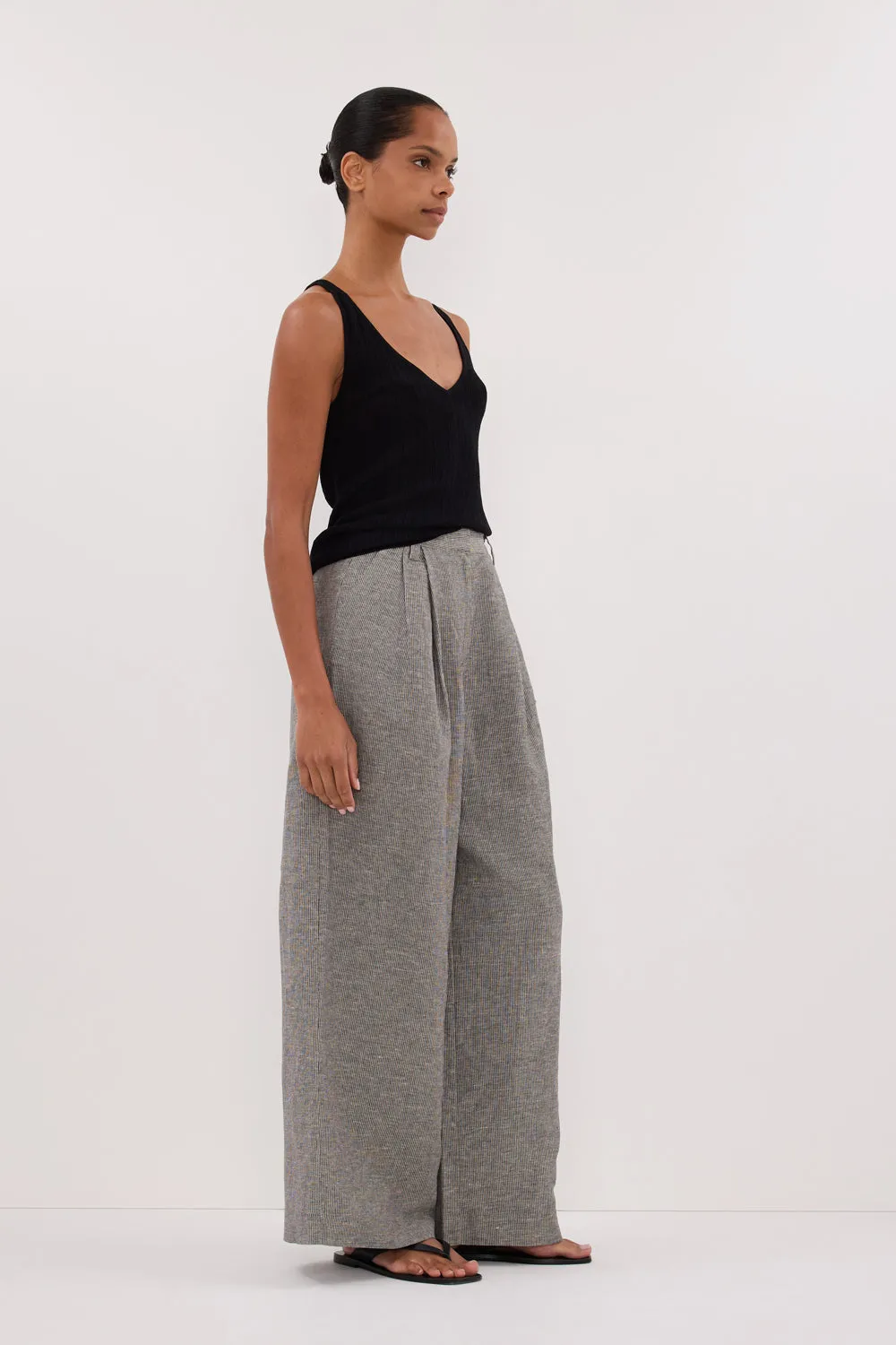 Dissh ELIAS CHARCOAL LINEN BLEND PANT