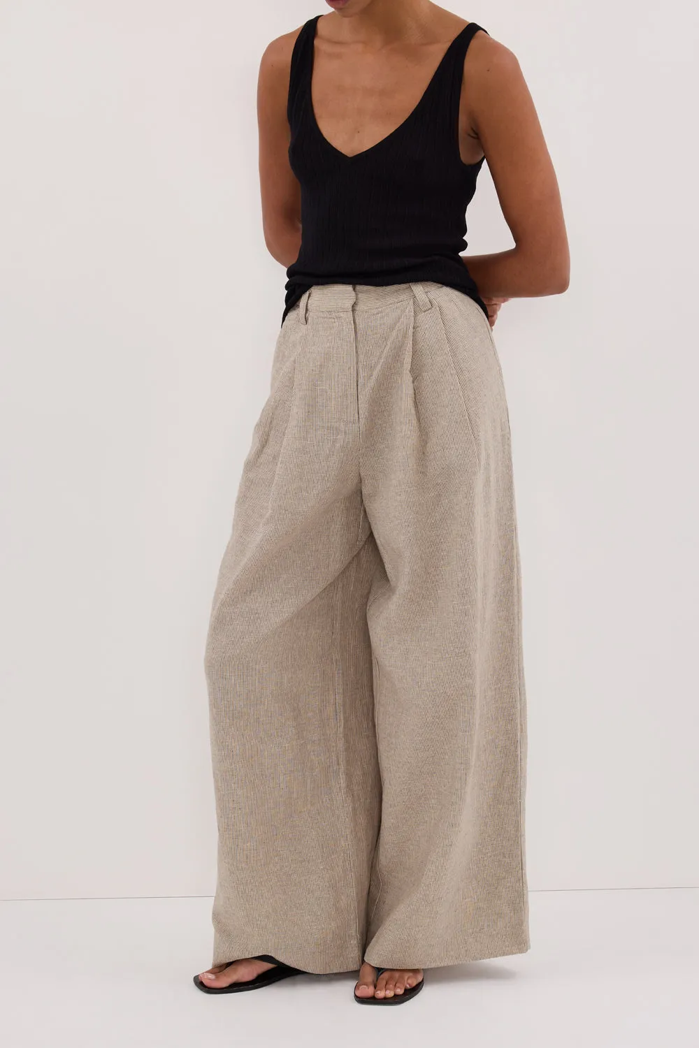 Dissh ELIAS OAT LINEN BLEND PANT