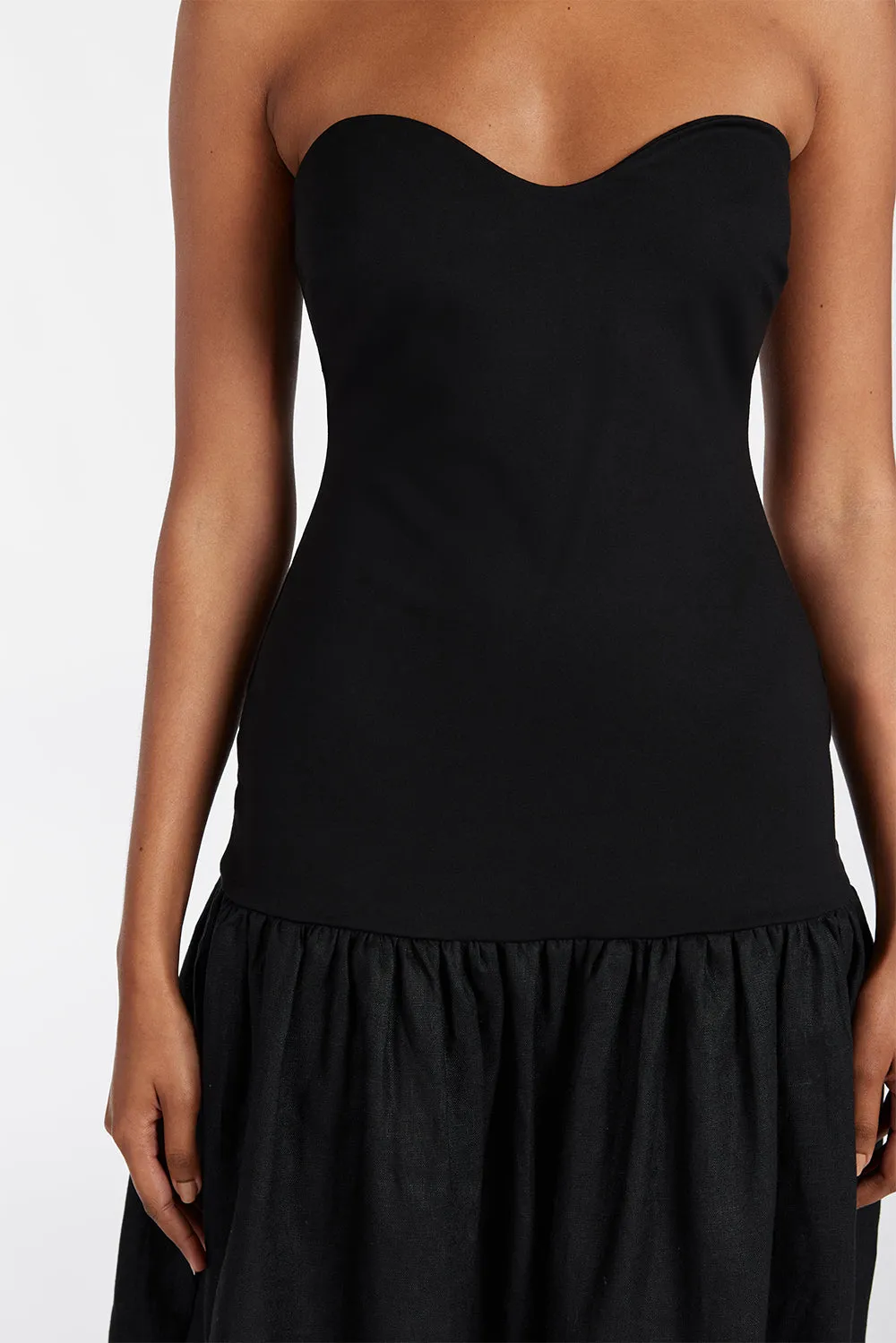Dissh ELLISON BLACK STRAPLESS MIDI DRESS
