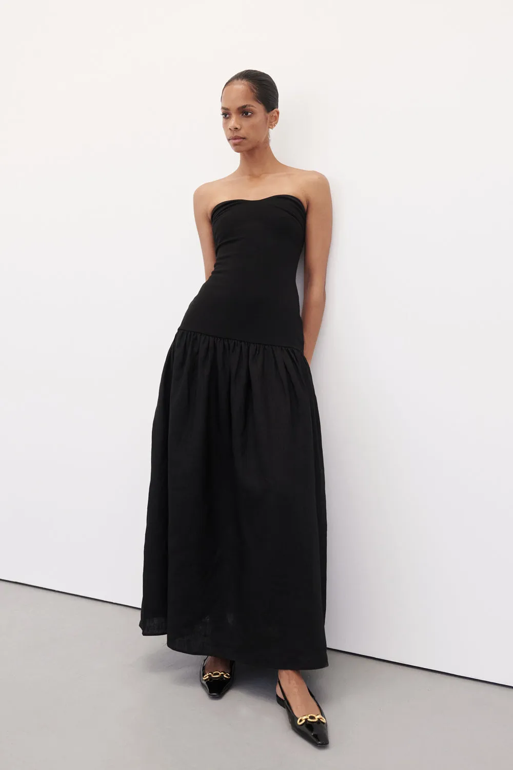 Dissh ELLISON BLACK STRAPLESS MIDI DRESS