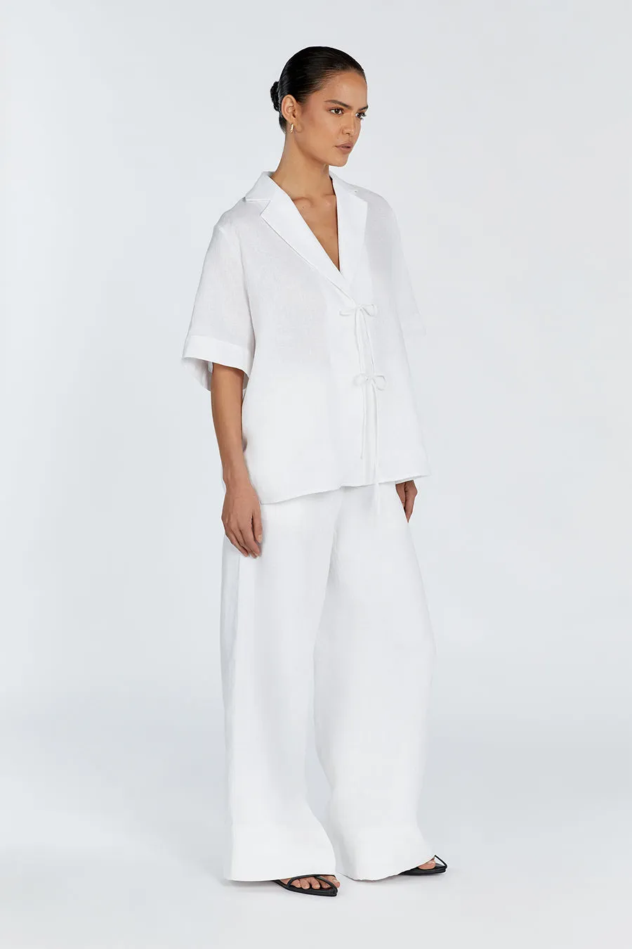 Dissh EMELIA WHITE LINEN WRAP SHIRT