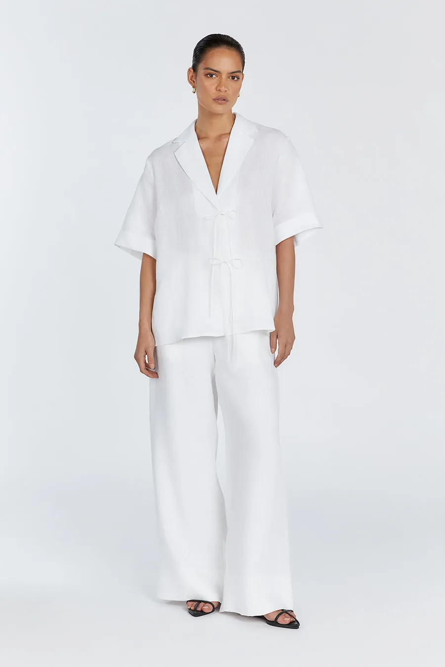 Dissh EMELIA WHITE LINEN WRAP SHIRT
