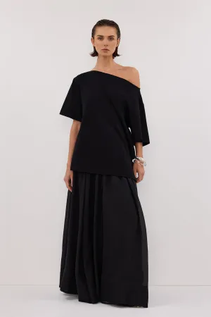 Dissh ESME BLACK ASYM BOAT NECK TEE