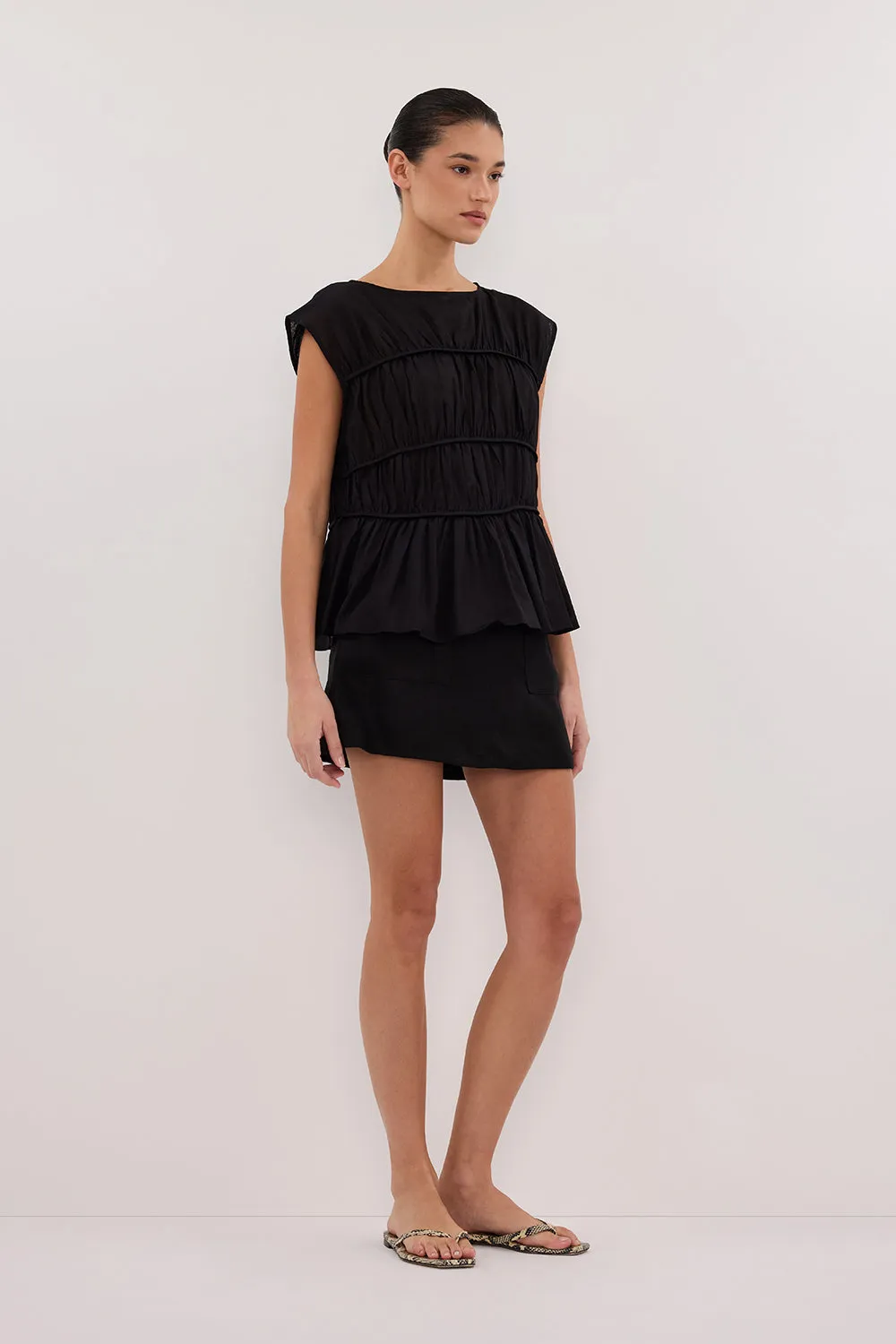 Dissh EVA BLACK LINEN SKORT