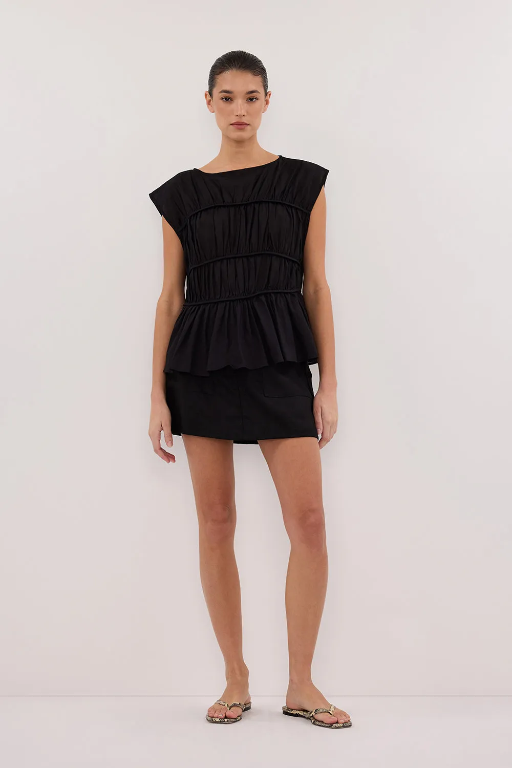 Dissh EVA BLACK LINEN SKORT