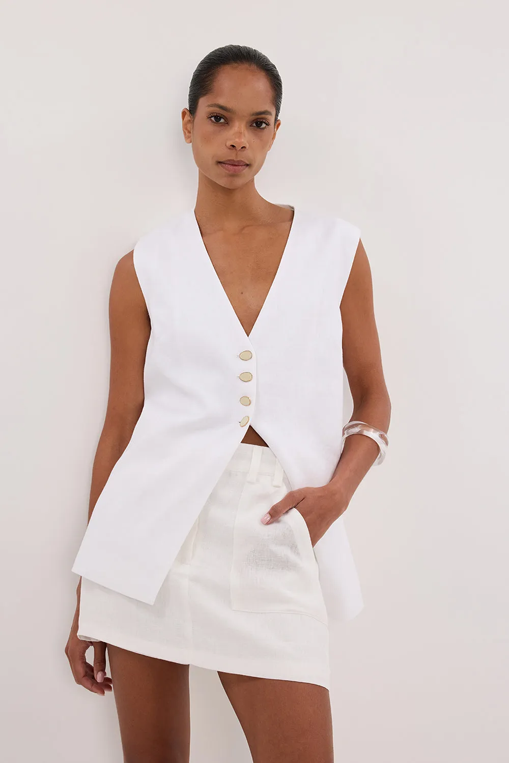 Dissh EVA OFF WHITE LINEN SKORT