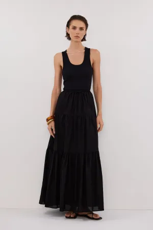 Dissh FLETCHER BLACK TIERED MAXI SKIRT
