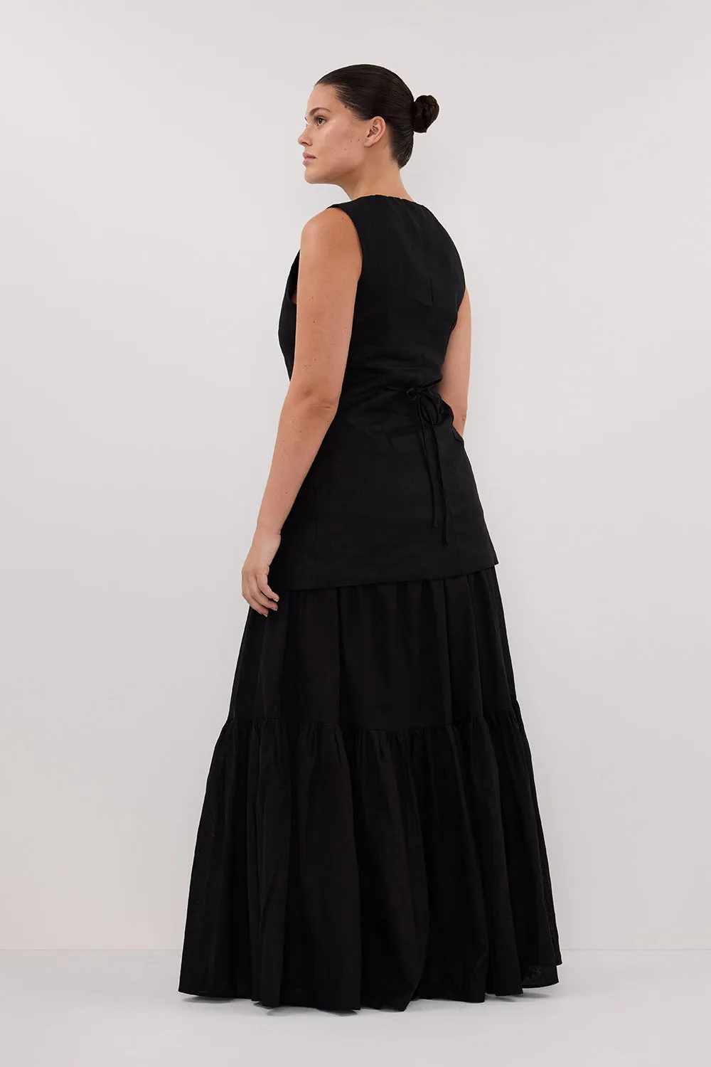 Dissh FLETCHER BLACK TIERED MAXI SKIRT