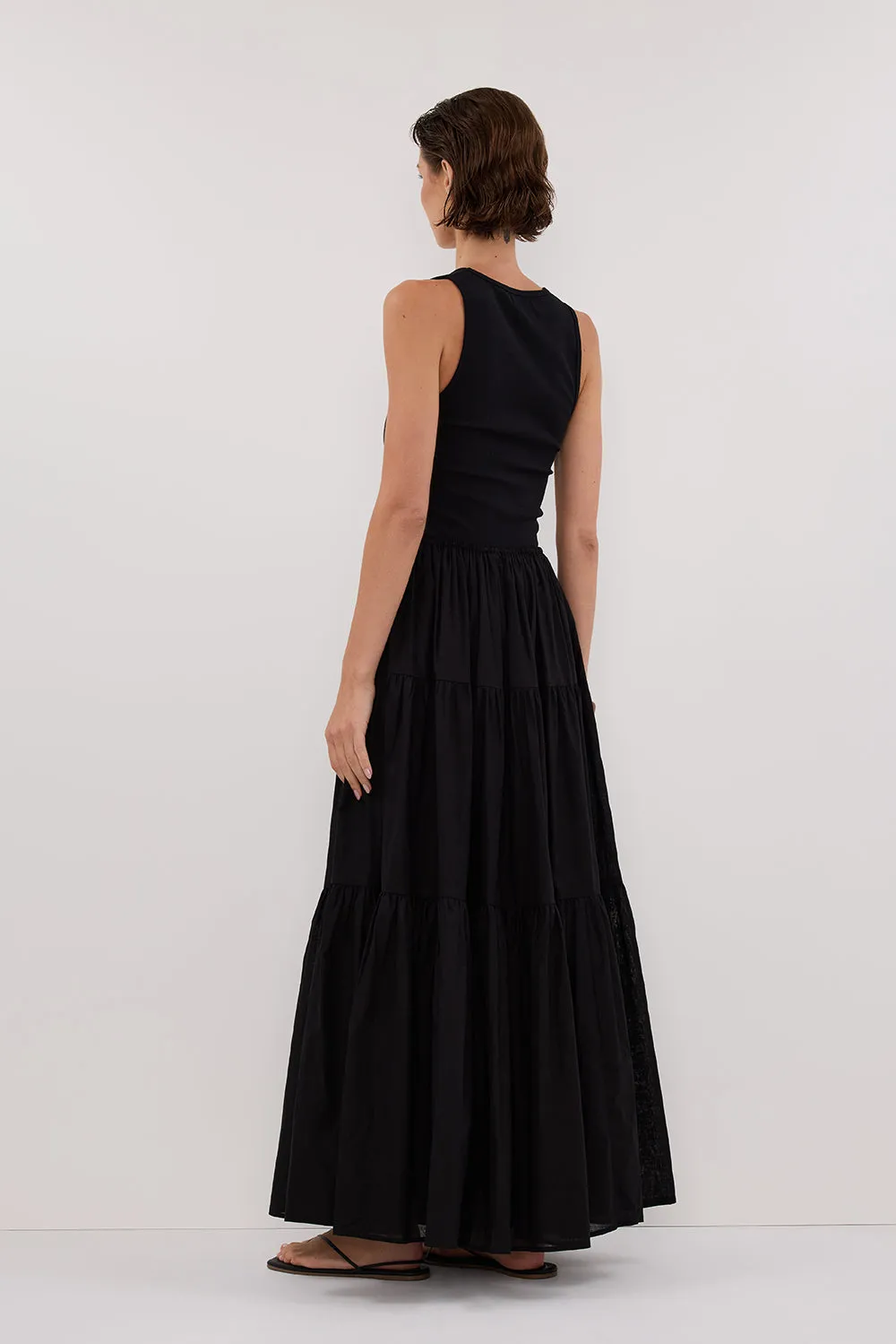 Dissh FLETCHER BLACK TIERED MAXI SKIRT