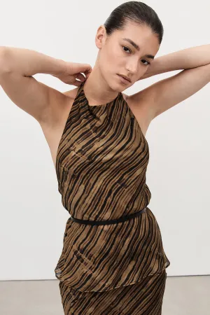 Dissh FLEUR DARK CHOCOLATE HIGH NECK TOP