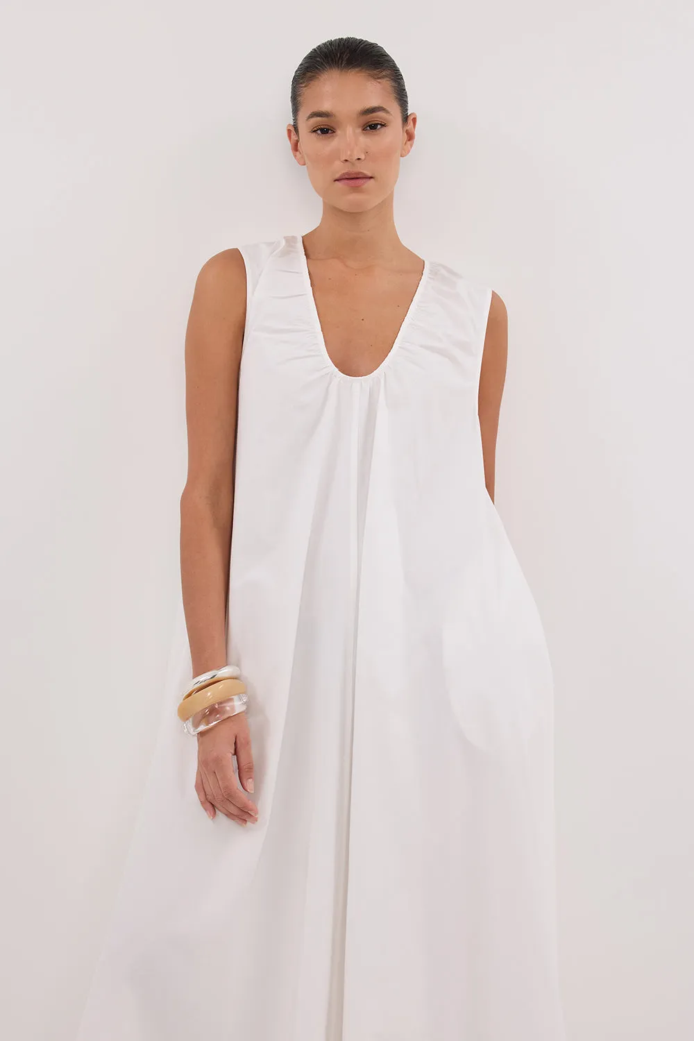 Dissh GABBY WHITE COTTON MIDI DRESS