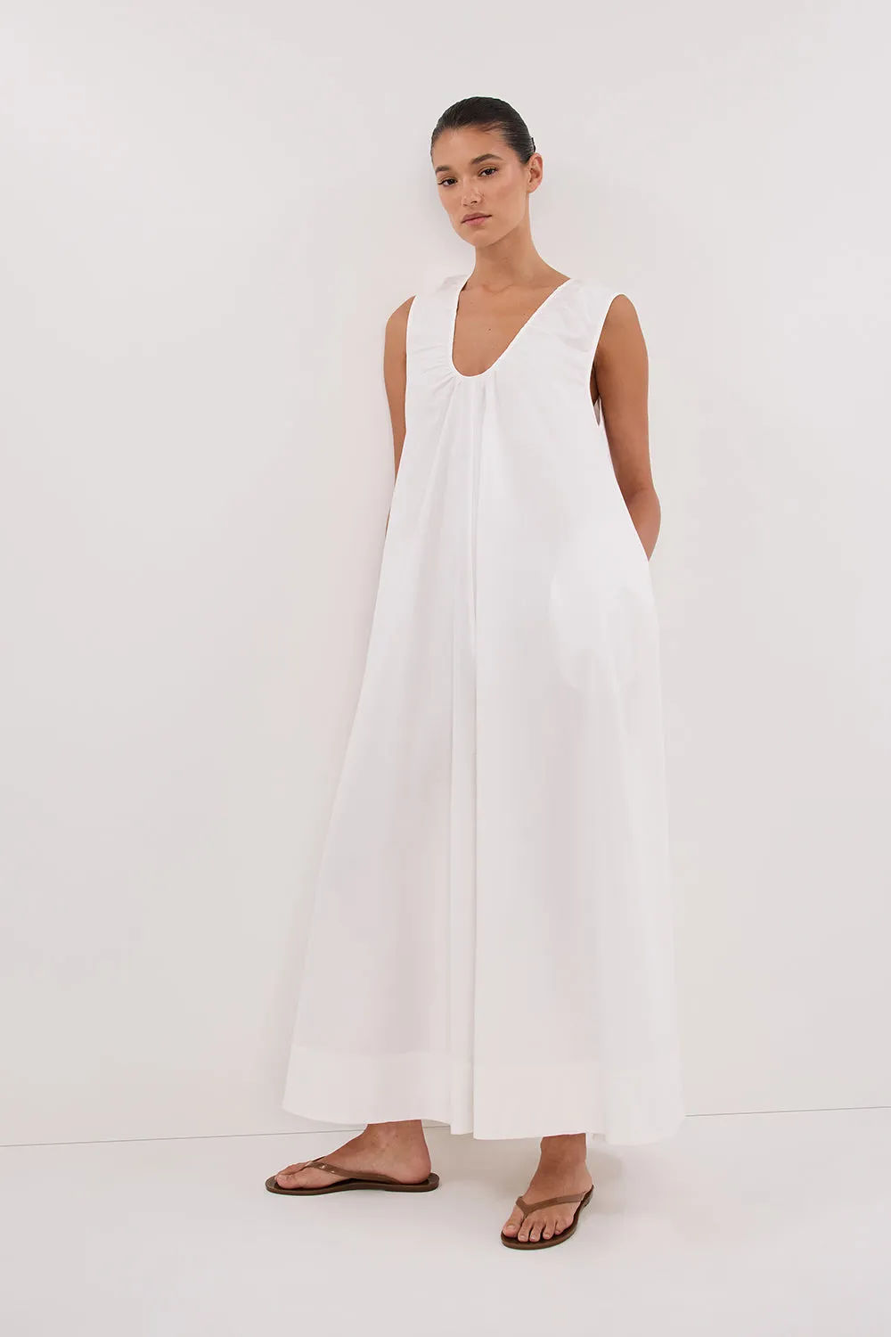 Dissh GABBY WHITE COTTON MIDI DRESS