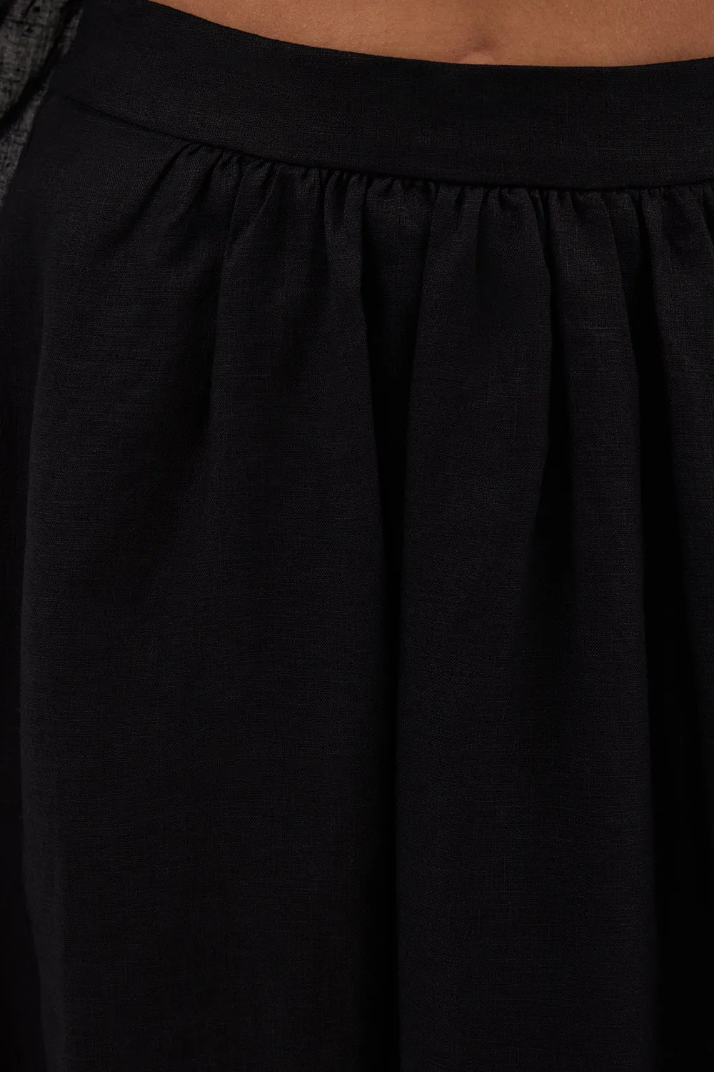 Dissh GEMIMA BLACK LINEN MIDI SKIRT
