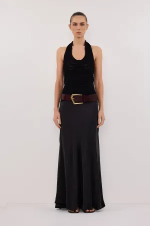 Dissh GINA BLACK HALTER CROCHET TOP