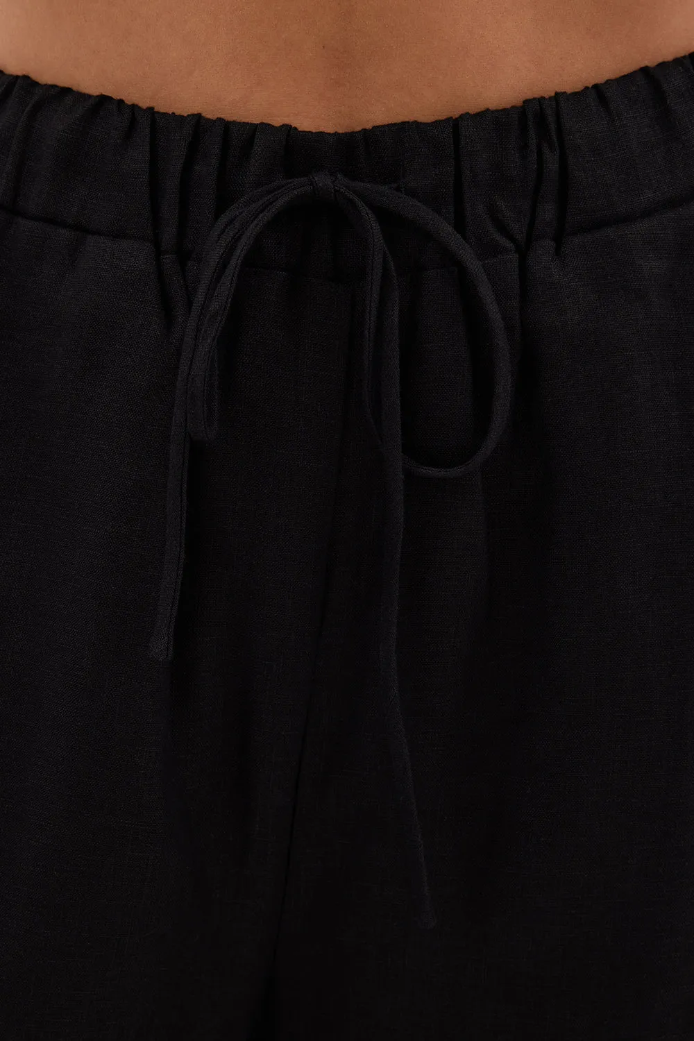 Dissh GINA BLACK LINEN ELASTIC WAIST PANT