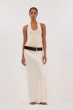 Dissh GINA CREAM HALTER CROCHET TOP