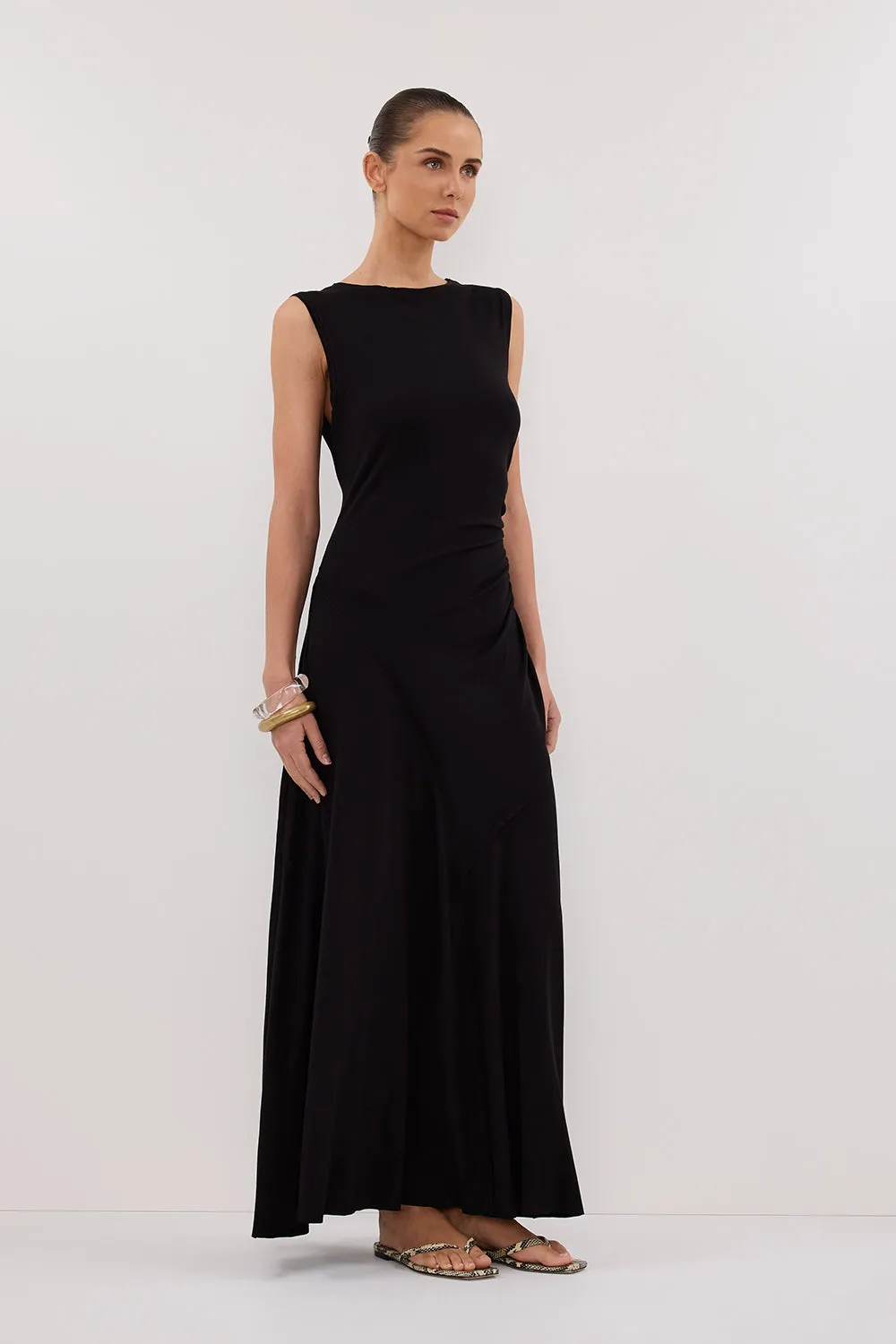 Dissh HADLEY BLACK SLEEVELESS KNIT MAXI DRESS