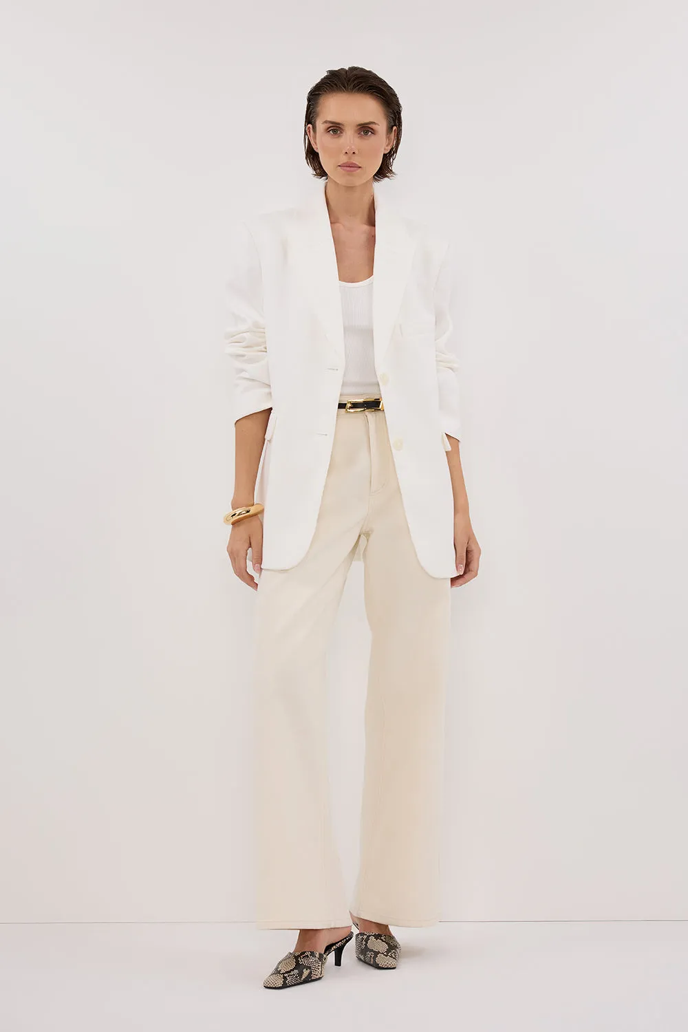 Dissh HARLEY WHITE OVERSIZED BOYFRIEND BLAZER