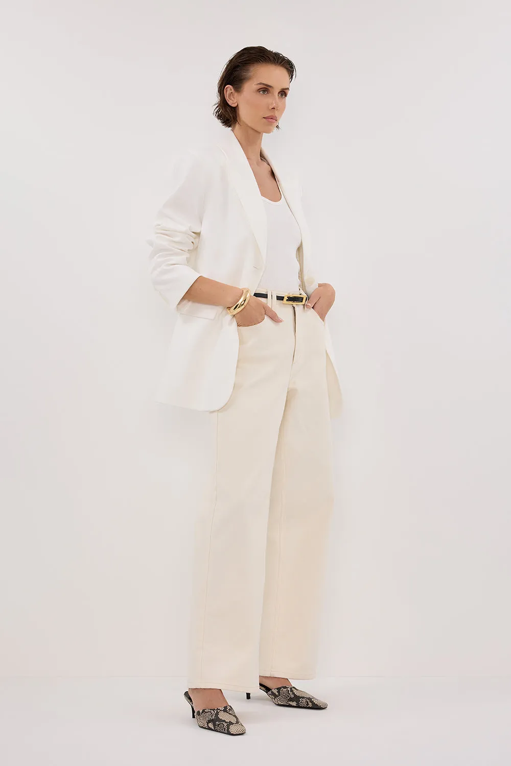 Dissh HARLEY WHITE OVERSIZED BOYFRIEND BLAZER