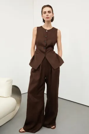 Dissh HOLDEN BITTER CHOC LINEN PANT