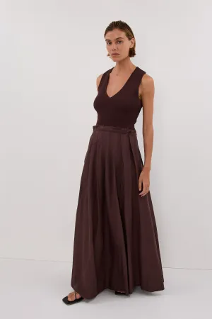 Dissh HOLLY BITTER CHOC HYBRID MIDI DRESS