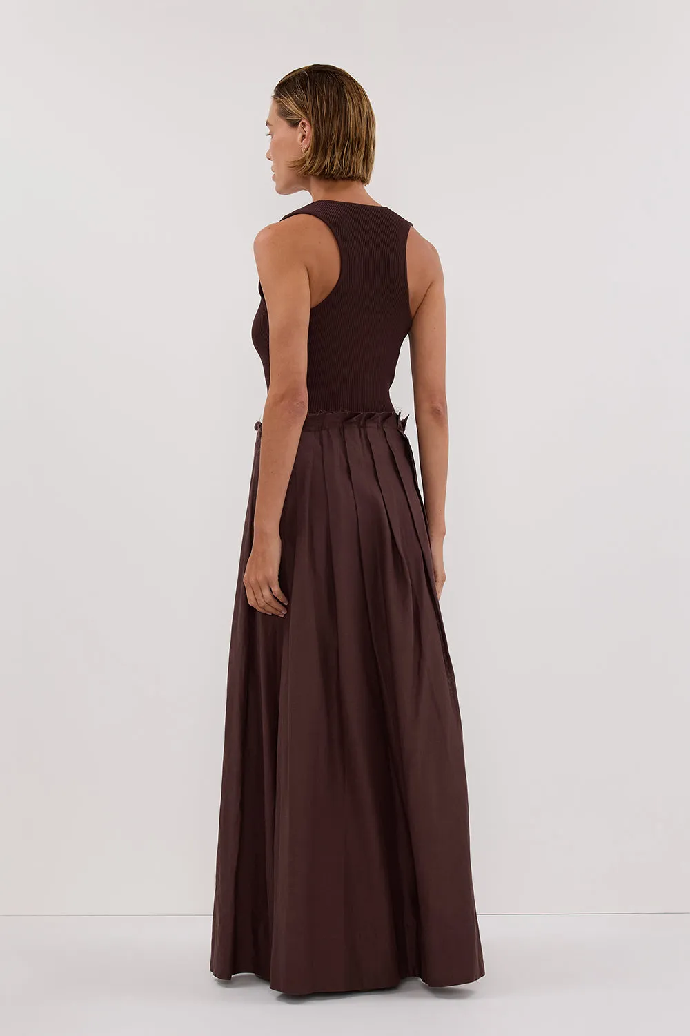 Dissh HOLLY BITTER CHOC HYBRID MIDI DRESS